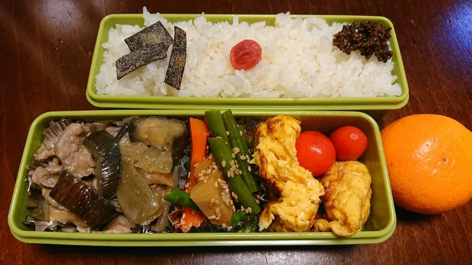 豚コマと茄子の味噌炒め弁当|りょーさん