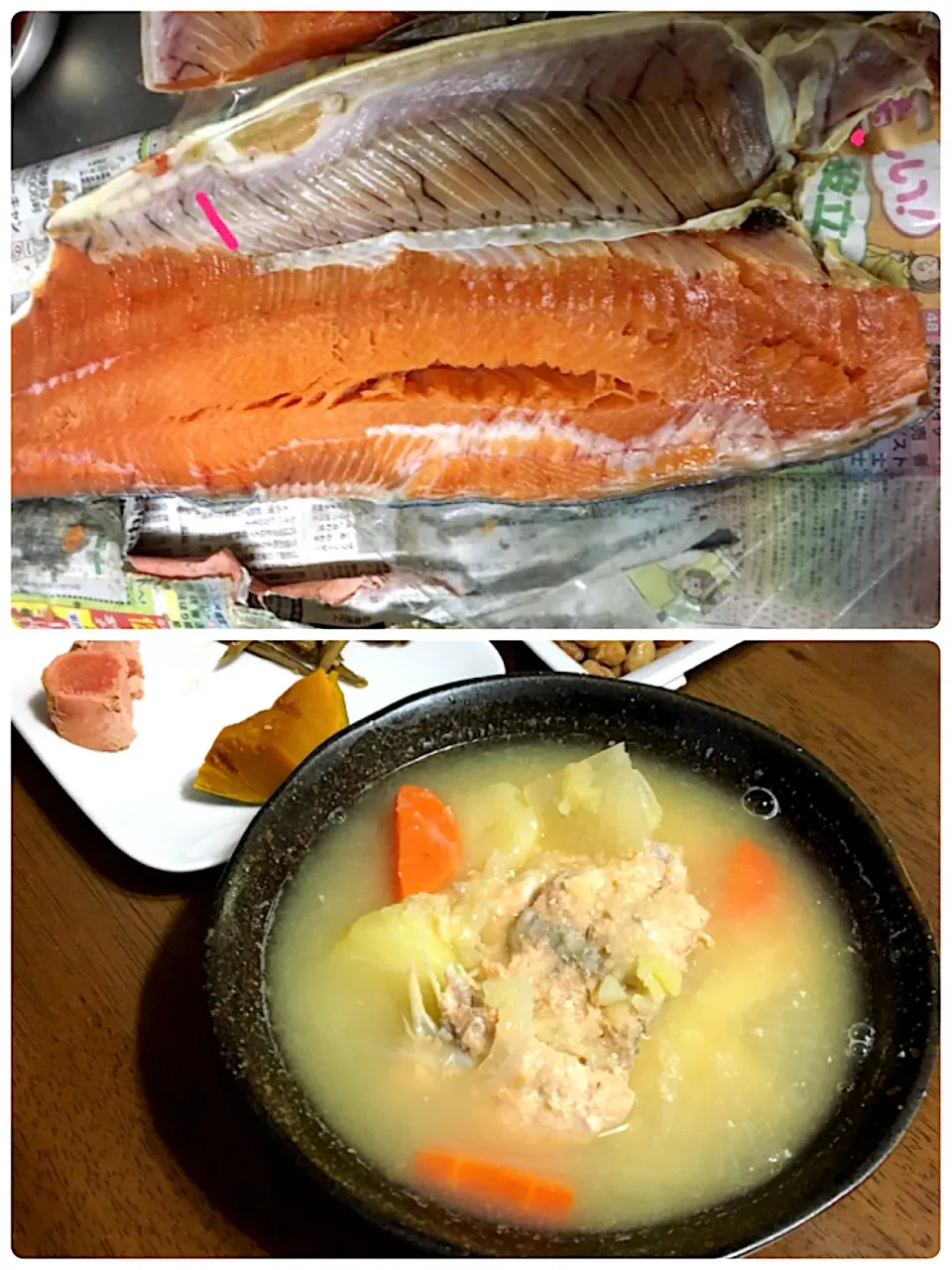 頑張って捌いたよ🐟〜石狩汁で息子の朝ごはん🍚|あっつさん