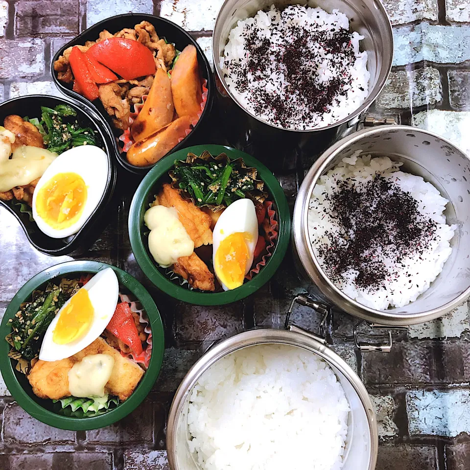 Snapdishの料理写真:3人弁当😜|Rie Naganoさん