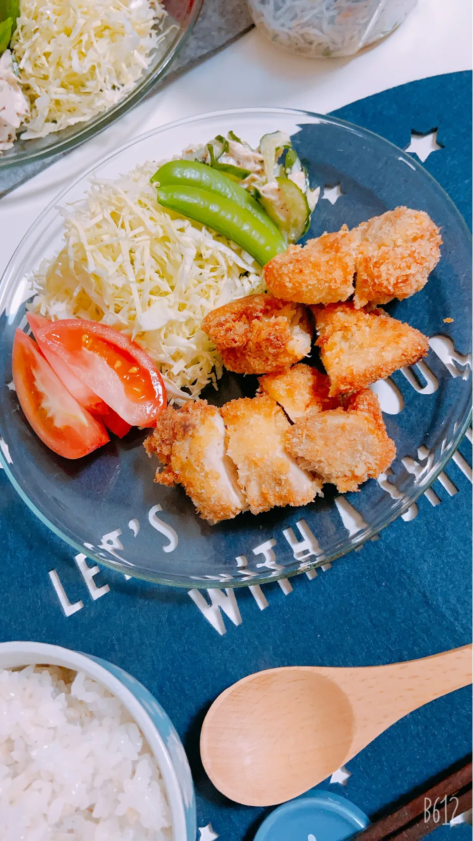 今日の晩御飯😆😆😆チキンカツ😋揚げ物多めなうちのご飯🍚😁|ゆきさん