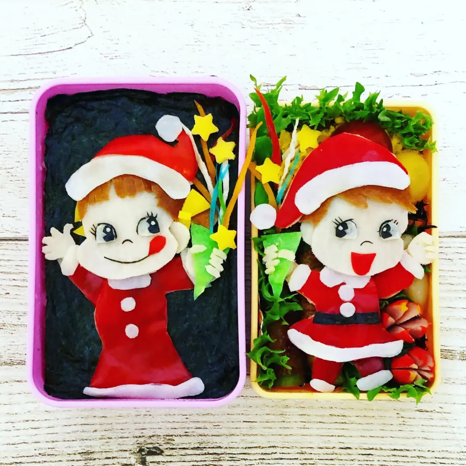 Snapdishの料理写真:ペコちゃんポコちゃんクリスマス弁当|ちえさん