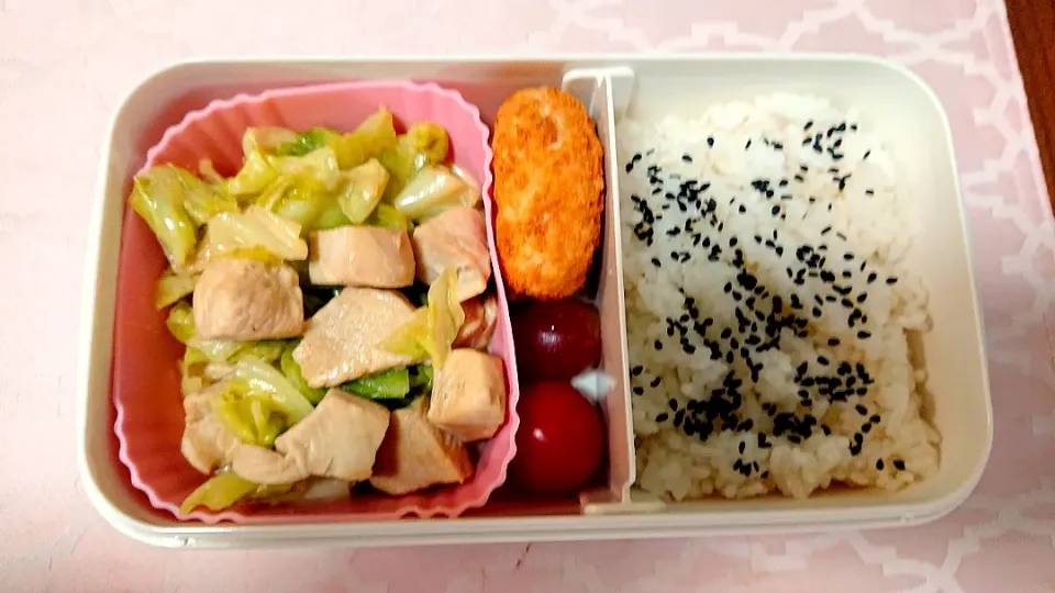 鶏肉とキャベツのオイマヨ炒め❤️旦那さんお弁当🎵😊|かおるcitronさん