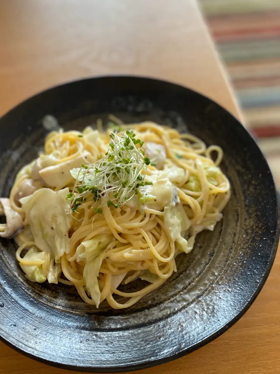 キャベツとベーコンの豆乳クリームパスタ|サチャンさん