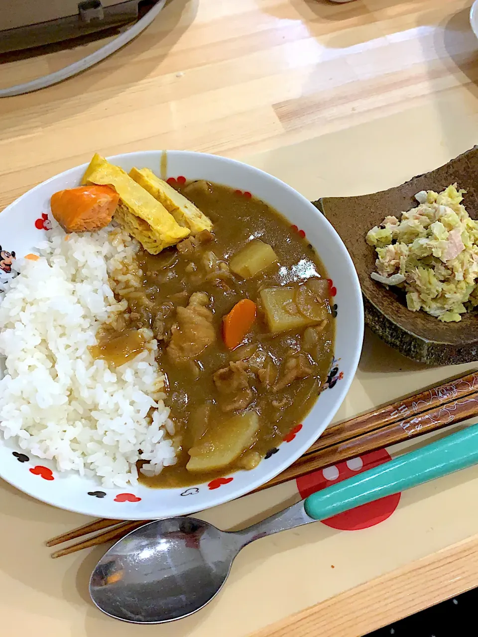 カレーライス&さつまいものサラダ|ぺろたんさん