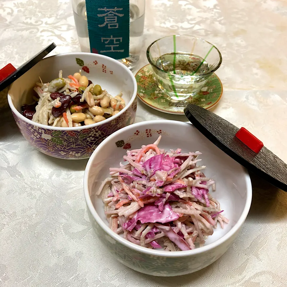 ゴボウミックスビーンズ＊ゴボウ紫キャベツサラダ🥗蒼空🌺|henryさん