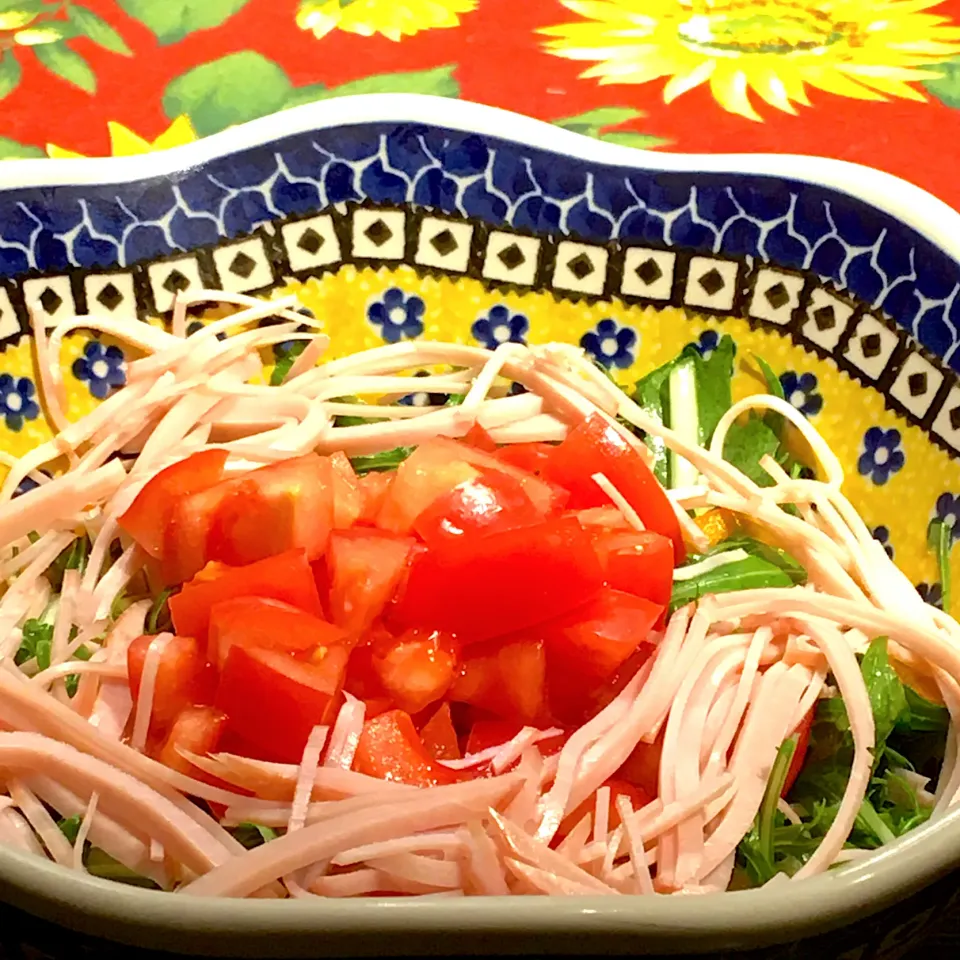 水菜のサラダトマトドレッシング|通風じいさんと糖尿ばあさんの食卓さん