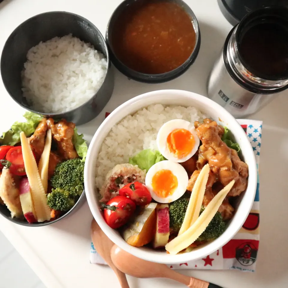 中学生男子年子弁当🍱カレーだよ〜🍛❣️|なかじー。さん