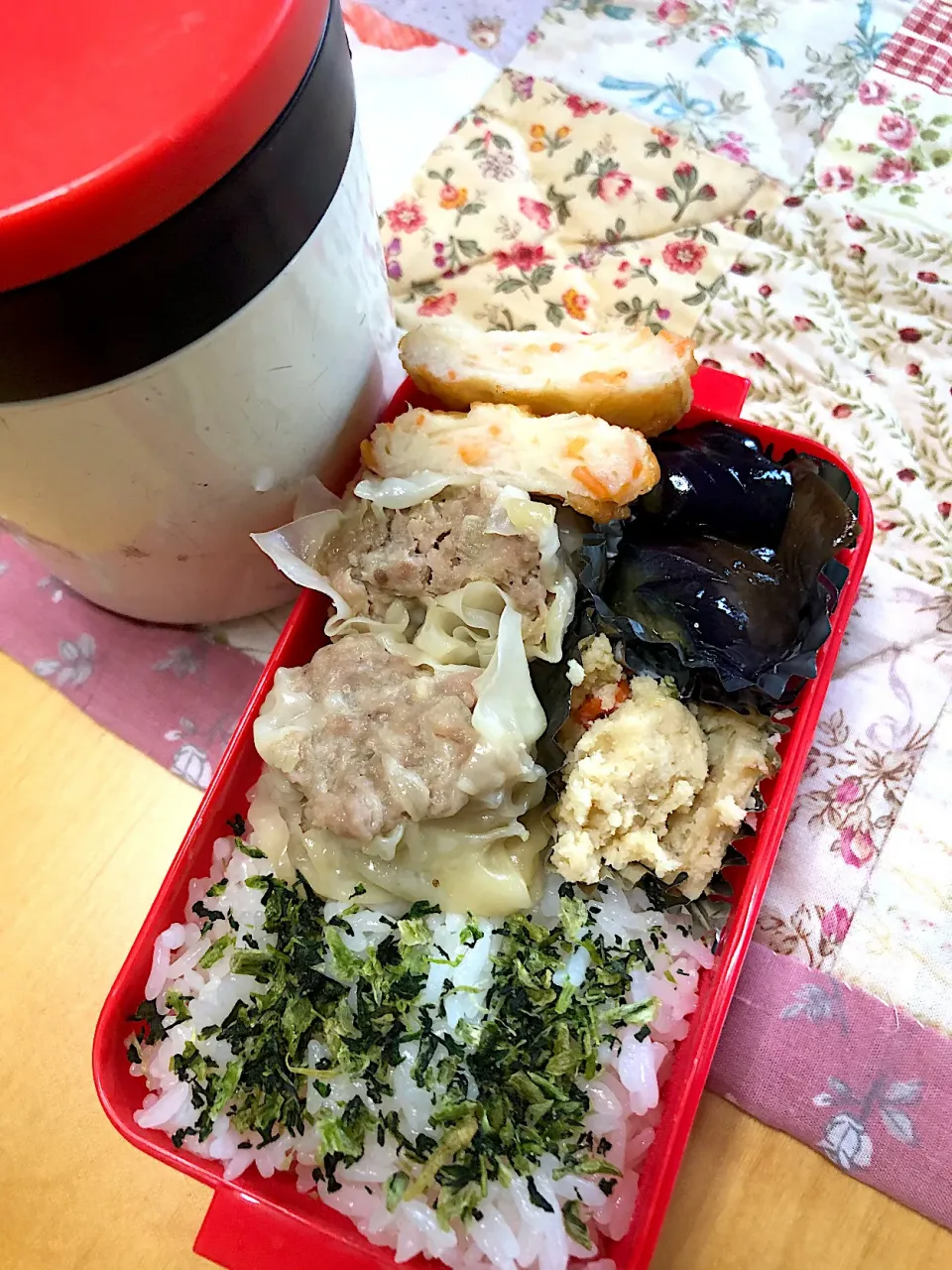 焼売　茄子煮　おから　さつま揚げ　野菜スープ弁当|Kumiko Kimuraさん