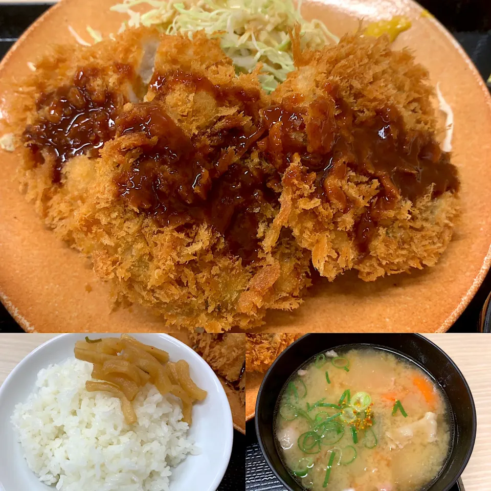 ラーメンコロッケとロースカツ定食|るみおんさん