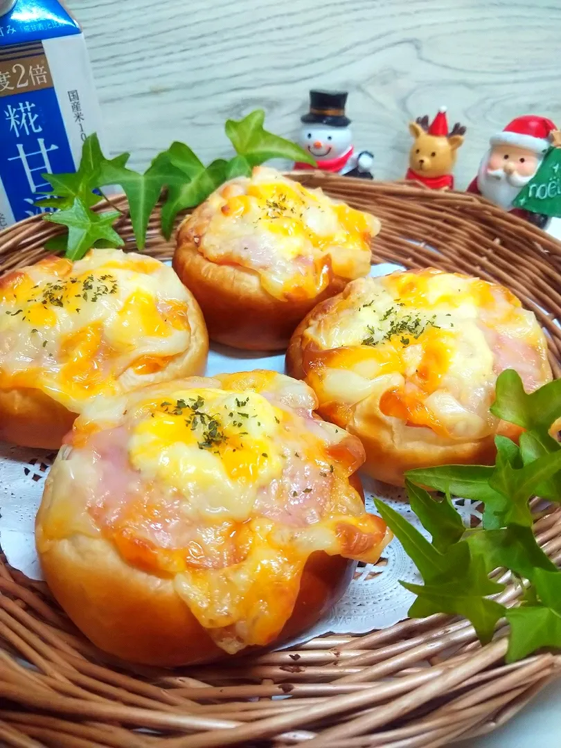 チーズかけ過ぎ😅ハムチーズパン😊🧀糀甘酒入り✨|あみさん