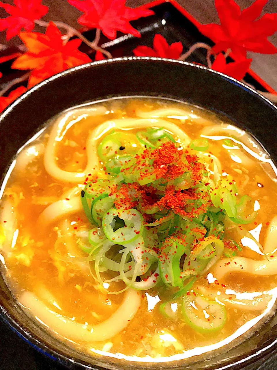 鶏肉のは茹で汁であんかけ卵とじうどん💕あったまる❤️❤️❤️|🌺🌺Foodie🌺🌺さん