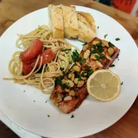 Trout Meunerie au amandes with pasta|Willさん