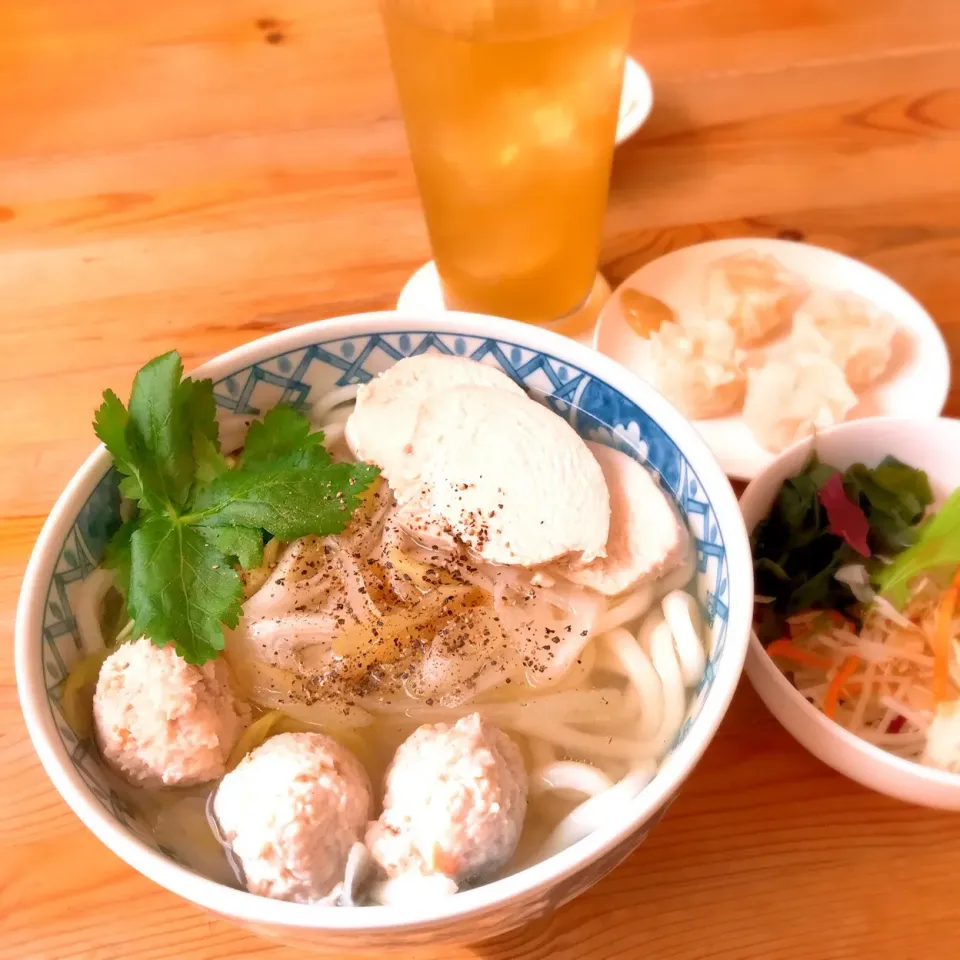 Snapdishの料理写真:鶏塩うどん 鶏ハムと鶏団子|Ruotoさん