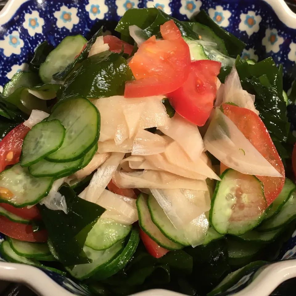 ワカメとキュウリの酢の物|通風じいさんと糖尿ばあさんの食卓さん