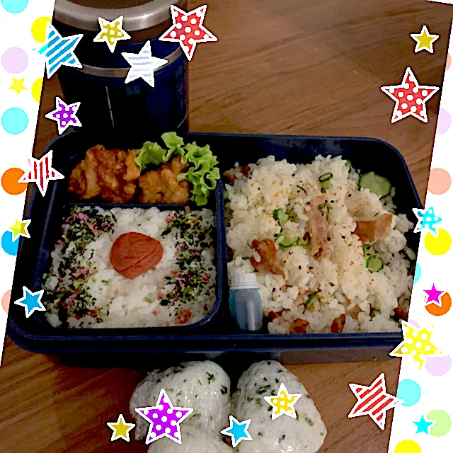 Snapdishの料理写真:週末限定ドデカ弁当〜カリカリ豚バラきゅうり|ryosanさん