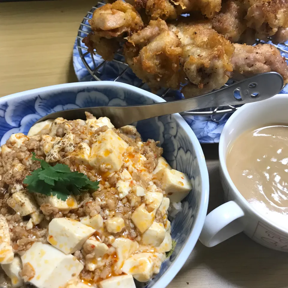 定番麻婆豆腐とからあげー|らぶかさん