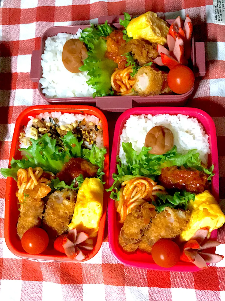 Snapdishの料理写真:高1三女お弁当🍱　　小5、小3バス遠足お弁当🍱|しげっちさん