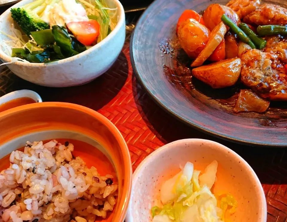 鱈と野菜の黒酢あん定食|しほさん