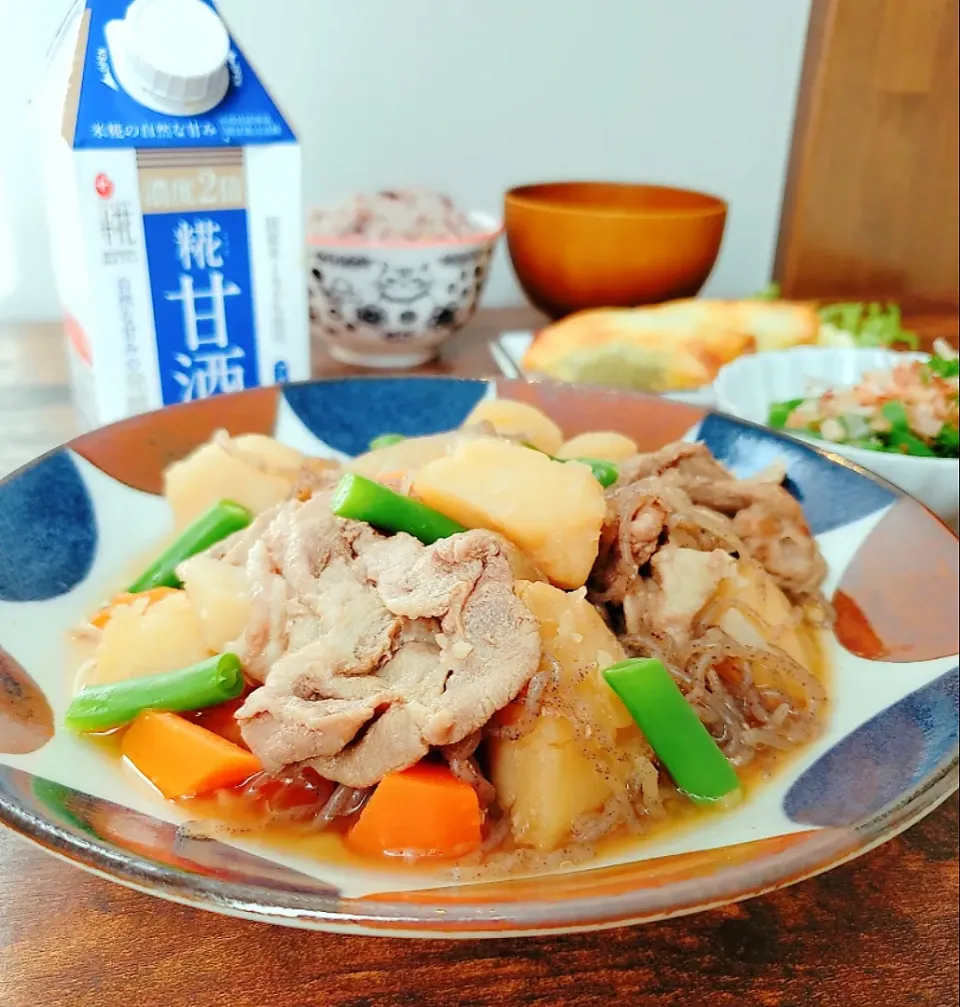 Snapdishの料理写真:甘酒de肉じゃが(炊飯器)|はなままさん