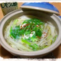 白ネギ&豆腐のみ❗️(笑)レモン酢ミニ鍋