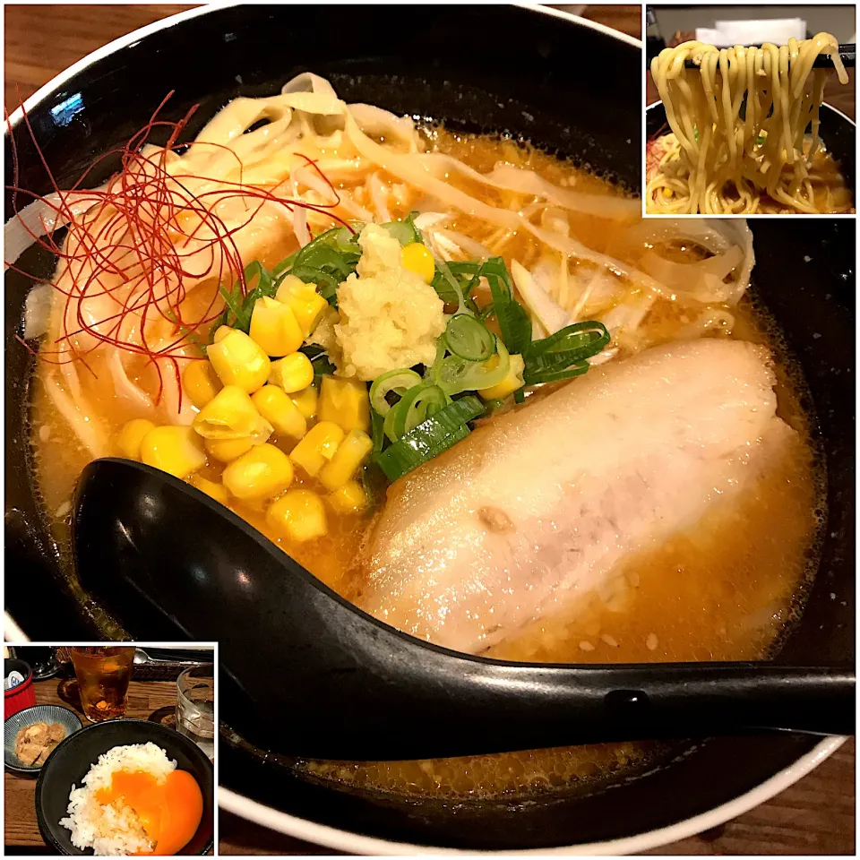 35(味噌)ラーメン＋たまごかけごはん＋チャーシュー佃煮@月島ロック(月島)|塩豚骨さん