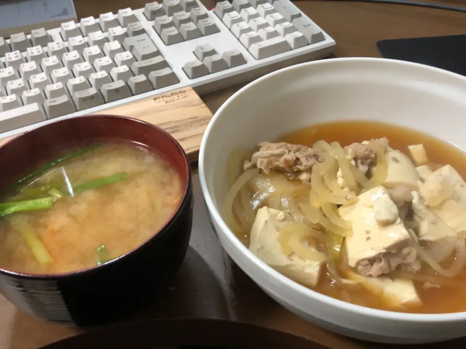 肉豆腐・人参と分葱の味噌汁|a-parkさん