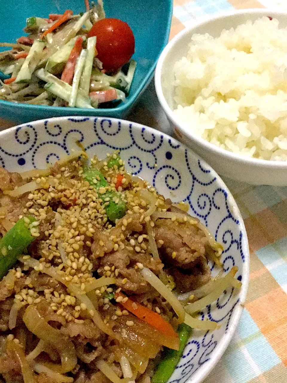 長女の置き弁当〜　肉野菜炒めとゴボウサラダ|yukoさん