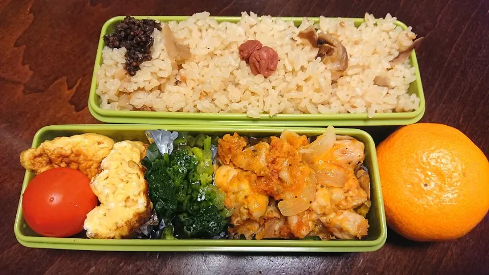 穴子炊き込みご飯&チキンソテートマトソース弁当|りょーさん