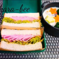 食いしん坊からちゃんの♪クリームシチュー＆ハムサンド弁当