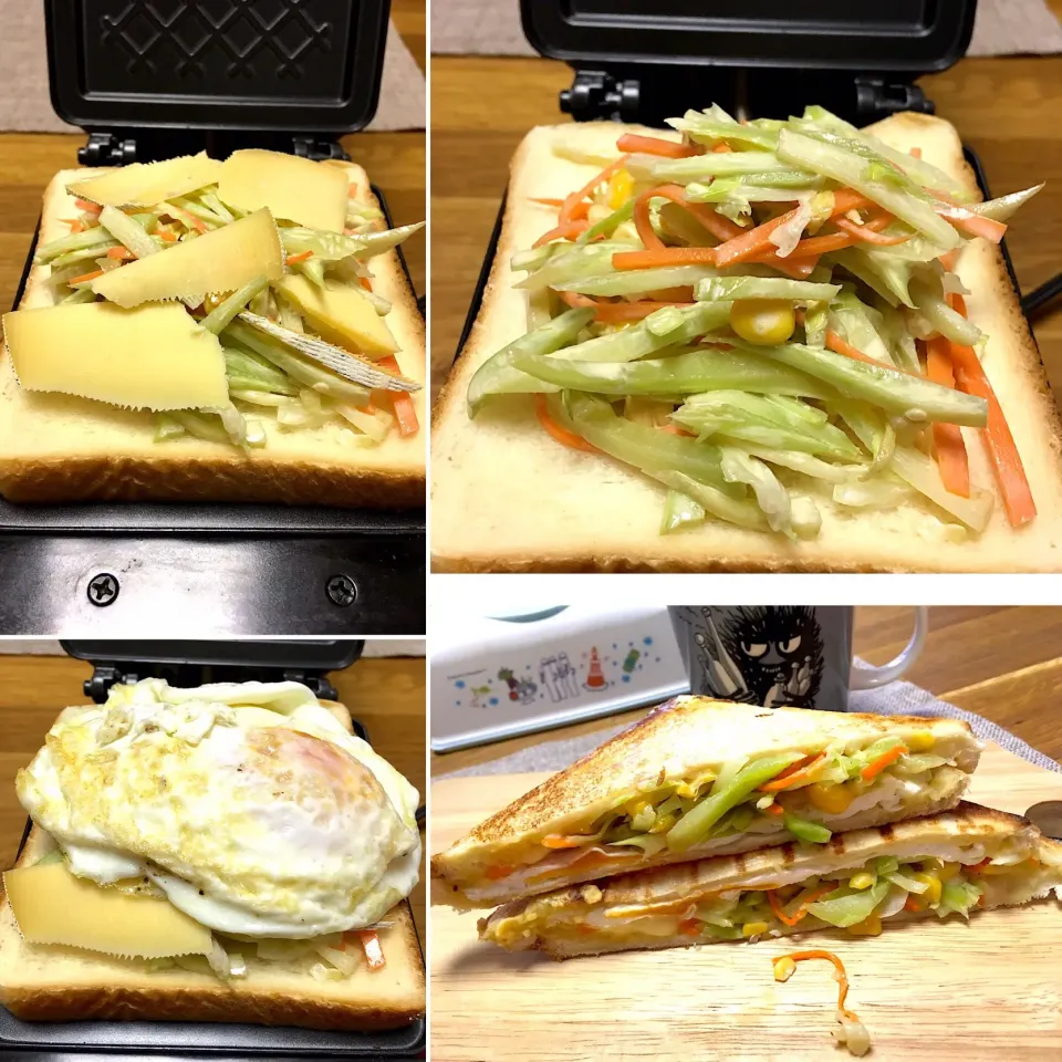 よくばりホットサンド 第2弾（笑）
 #ホットサンド #あるもので|morimi32さん