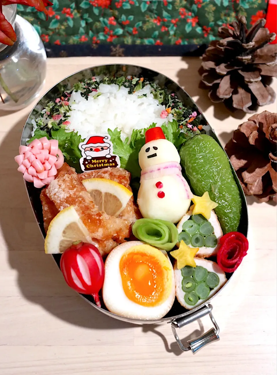 マッシュポテトの雪だるま☃️弁当|アシュママさん