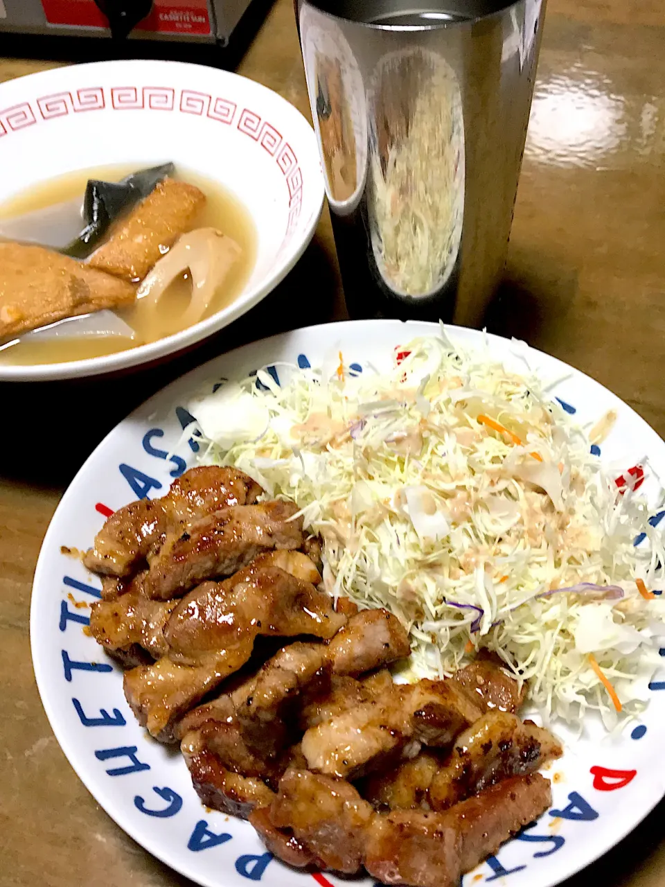 Snapdishの料理写真:厚切り豚ロース肉のトンテキ💖|Norio Fukudaさん