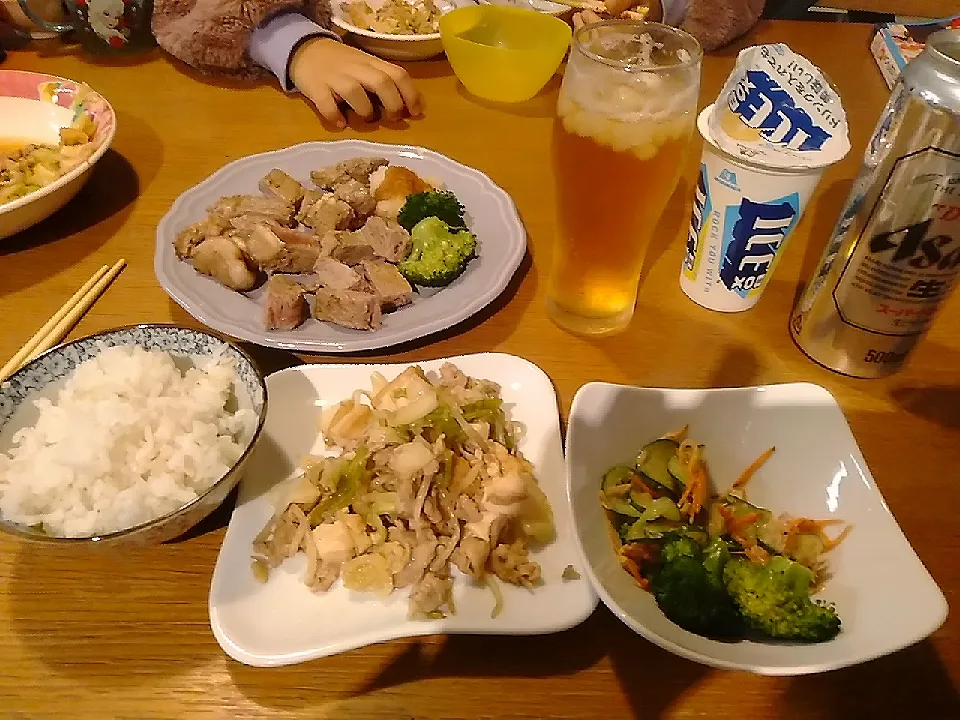 肉野菜厚揚げ炒め等々＆アイスボックスビール🍺|Ochinさん