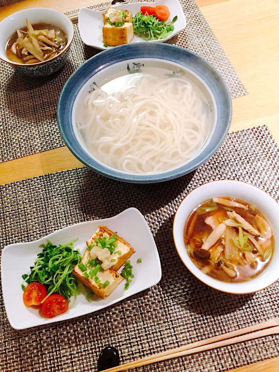 肉汁釜揚げうどん、焼き厚揚げ|papinさん