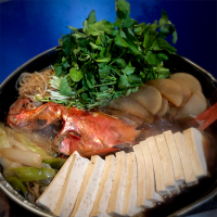 金目のタイスキ🤣　ばろんちゃんにもらったクレソンで頂く😍