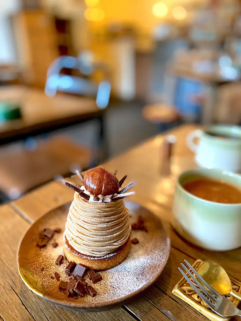 帝塚山カフェ　森森舎さんにて　和栗のモンブラン🌰&ホットチャイ|ナナさん