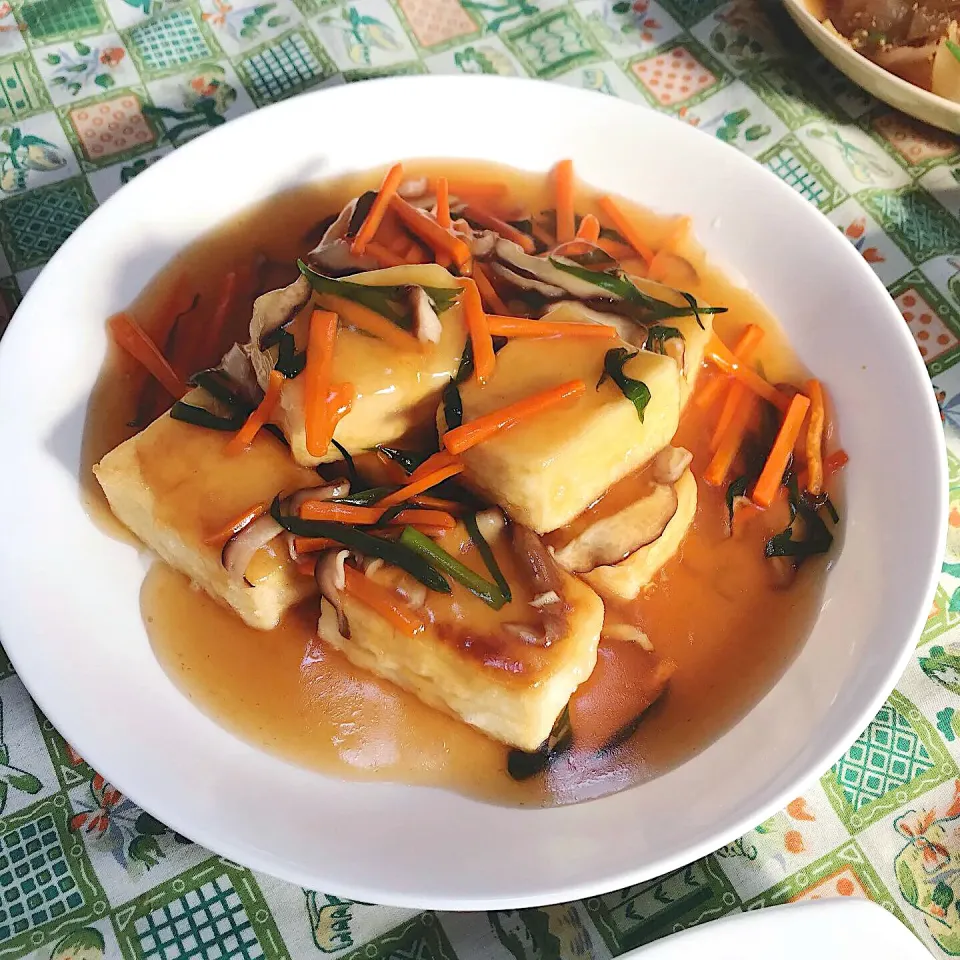 Snapdishの料理写真:揚げ出し豆腐のオイスター餡かけ☺️✨|めぐぐさん