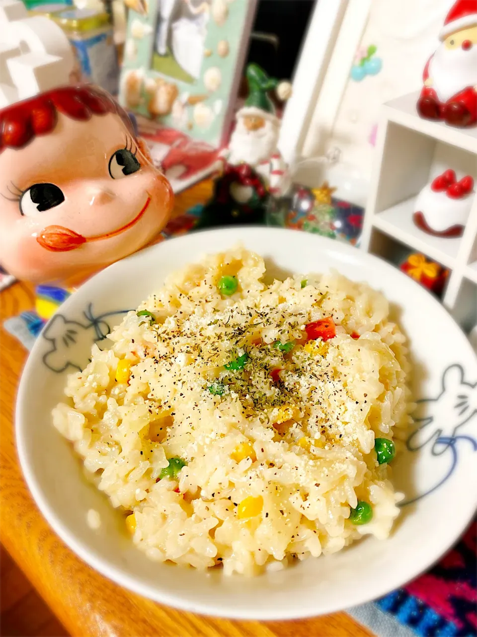 Snapdishの料理写真:クリスマスイブランチ♡濃厚ミルクチーズリゾット。|ぽき。さん