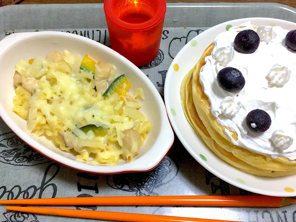 グラタンとホットケーキのケーキ！|あんこさん