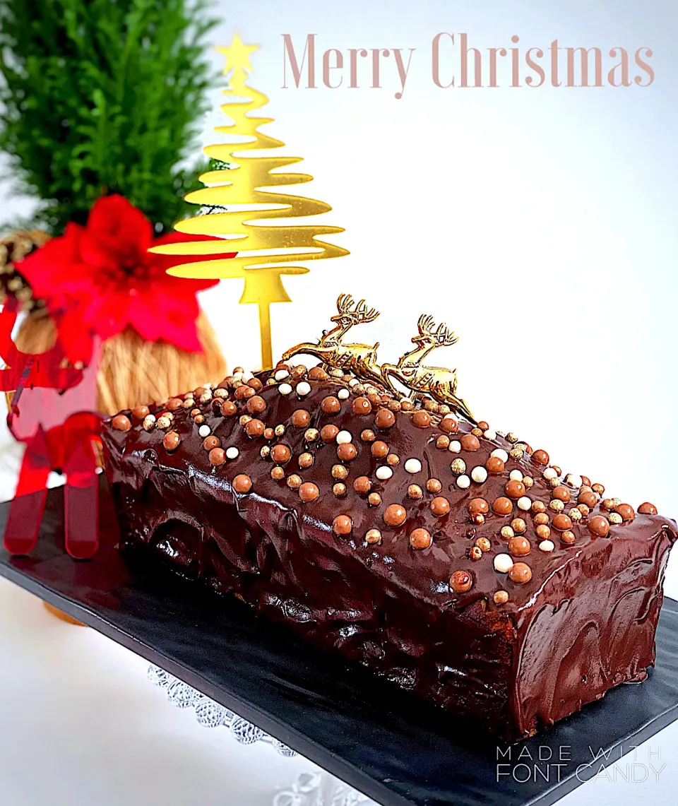 Marble loaf cake with chocolate ganache and chocolate pearls|12Dragonさん