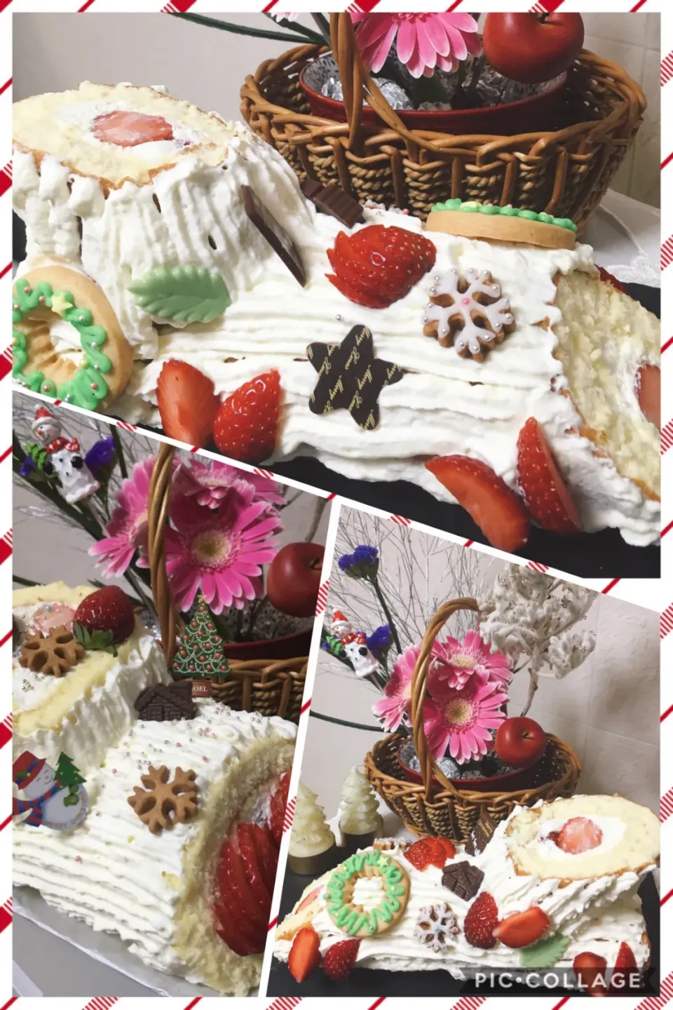 クリスマスケーキ🎂🎄2019  苺🍓のブッシュドノエル　　今年は三本作りました〜😆|Miyukiさん