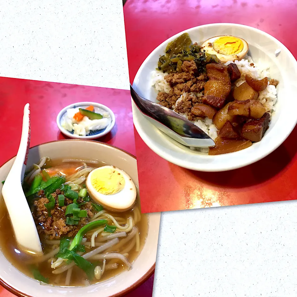 Snapdishの料理写真:魯肉飯と担仔麺@香味(新橋)|yoooochanさん