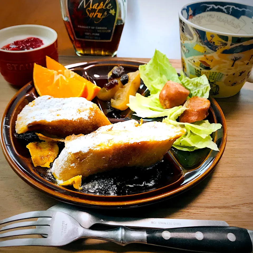 硬くなったフランスパンでふわふわフレンチトースト🥖#フレンチトースト#硬いパン救済#バケット#超カチカチからのー#ふわふわフレンチトースト#メゾンカイザー#朝ごパン|ももさん