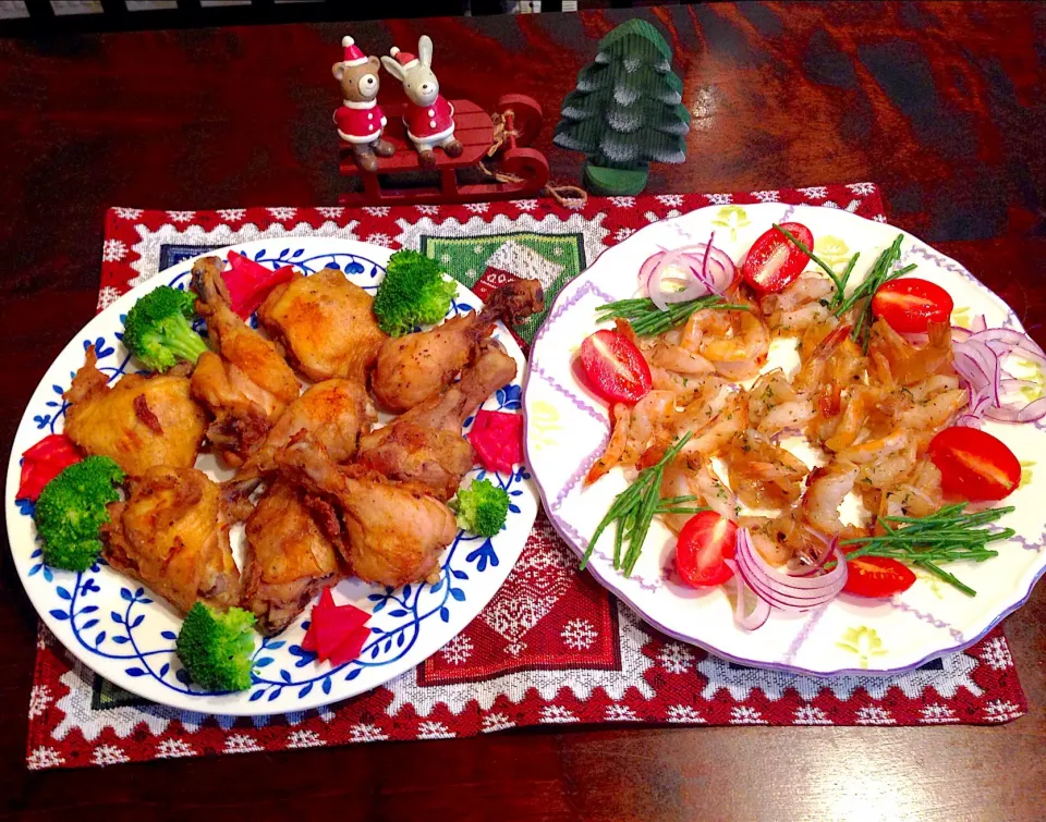 Snapdishの料理写真:チキンとガーリックシュリンプ🍗🍤|naonaomimichanさん