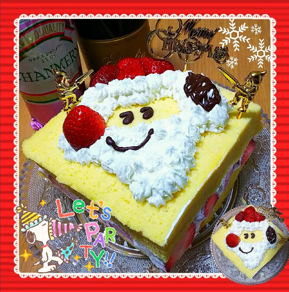 #台湾カステラ で
イチゴサンド🍓
サンタ？ケーキ🎅|ひとみんΨ(*´∀｀)Ψさん