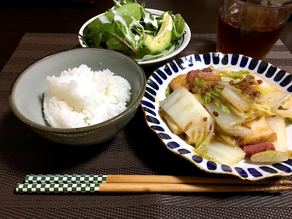 厚揚げひき肉白菜あん、アボカドサラダ|ちぐあささん