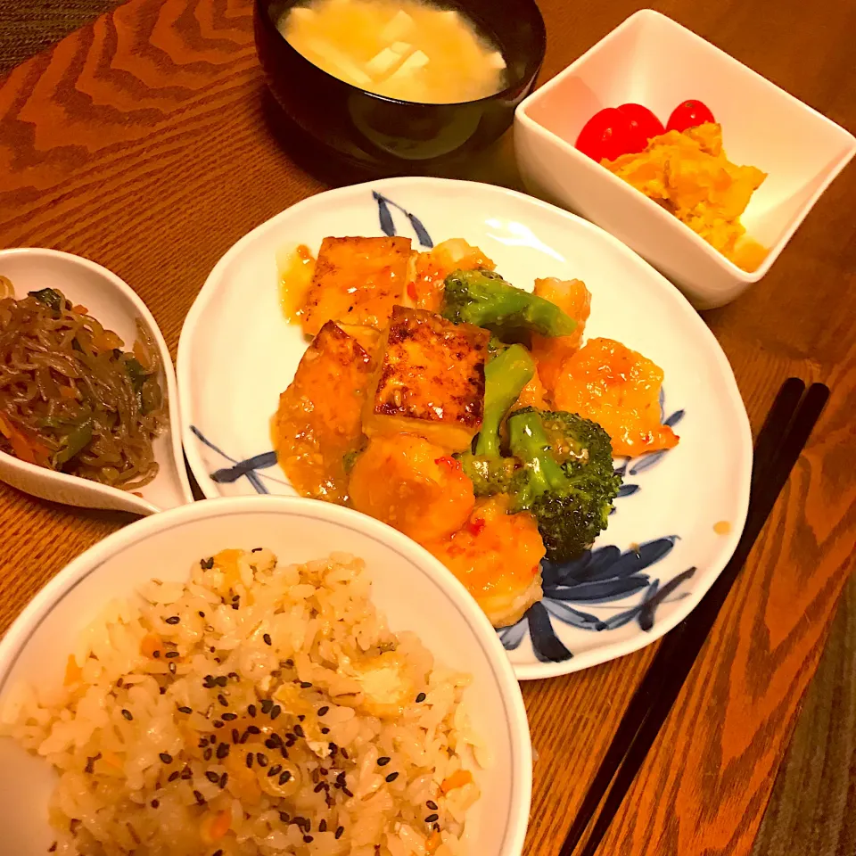 Snapdishの料理写真:冷蔵庫のお片付け晩ごはん|りこでりこさん