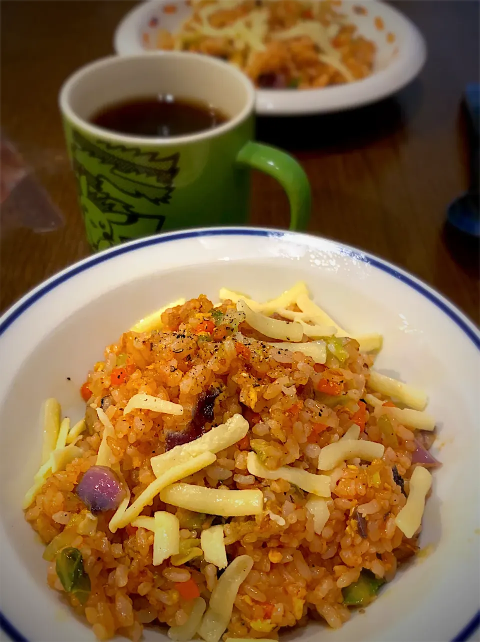 色とりどり野菜と卵のトマトリゾット　チーズのせ　コーヒー☕️|ch＊K*∀o(^^*)♪さん