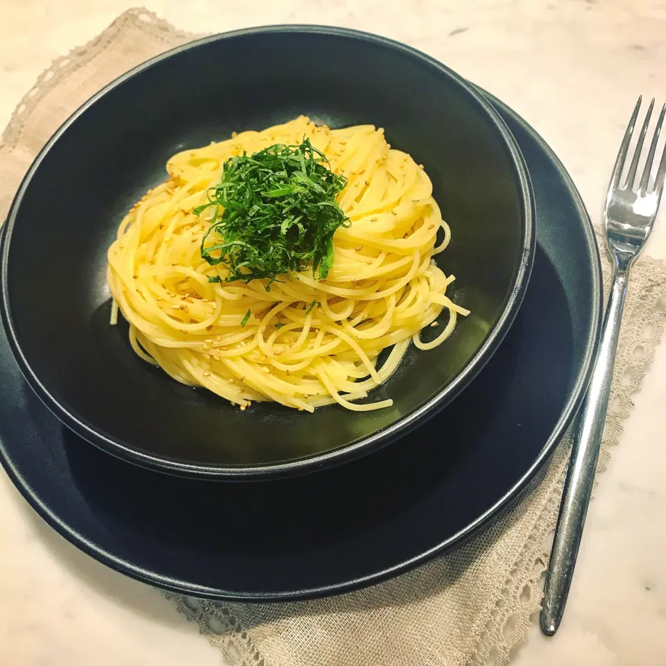 Snapdishの料理写真:玉露園の昆布茶を使ったわさびパスタ|Laraさん