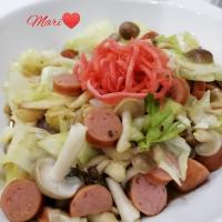 《レシピ有》焼肉のたれで簡単☆キャベツときのこ炒め、Ricoクリスマスプレゼント。